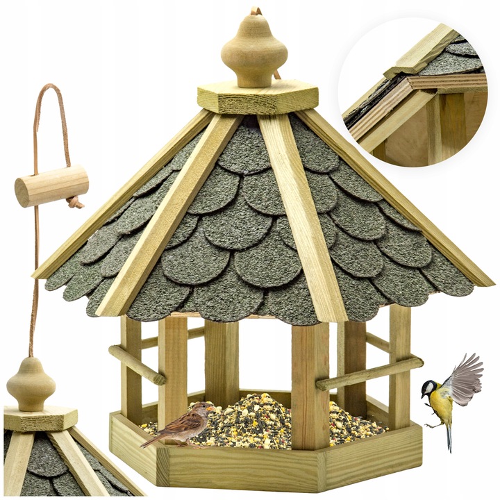 DUŻY KARMNIK DLA DZIKICH PTAKÓW SOLIDNY DOMEK BUDKA NA KARMA ZIARNO XXL