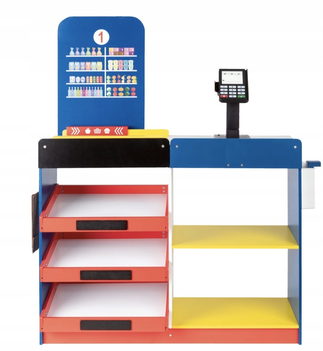 DREWNIANY SKLEP LIDL Z KASĄ I AKCESORIAMI DLA DZIECI PLAYTIVE