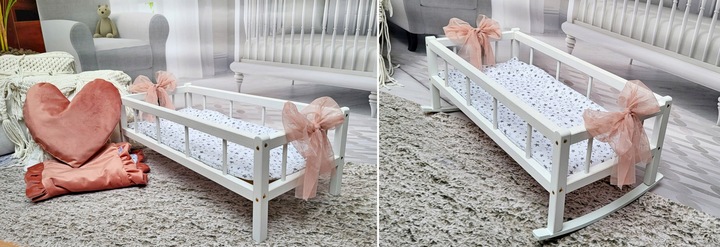 2w1 Łóżeczko – Kołyska XXL duże dla lalek z 3 elementową pościelą PL