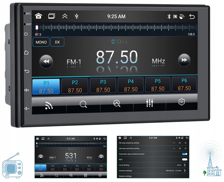RADIO SAMOCHODOWE 2 DIN 4GB/64GB ANDROID AUTO CARPLAY ANDROID 13 RDS DSP 7"
