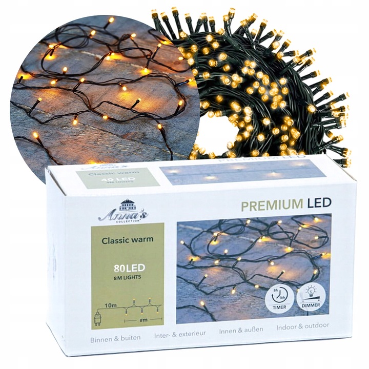 Lampki Choinkowe LED Zewnętrzne 8 M Świąteczne