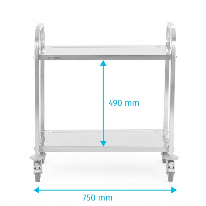 Wózek kelnerski mobilny 150 kg 2 półki maty wygłuszające stalowy TECHNICA