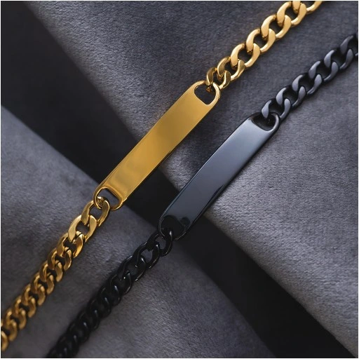 Bransoletki dla par z grawerem pancerka ze stali