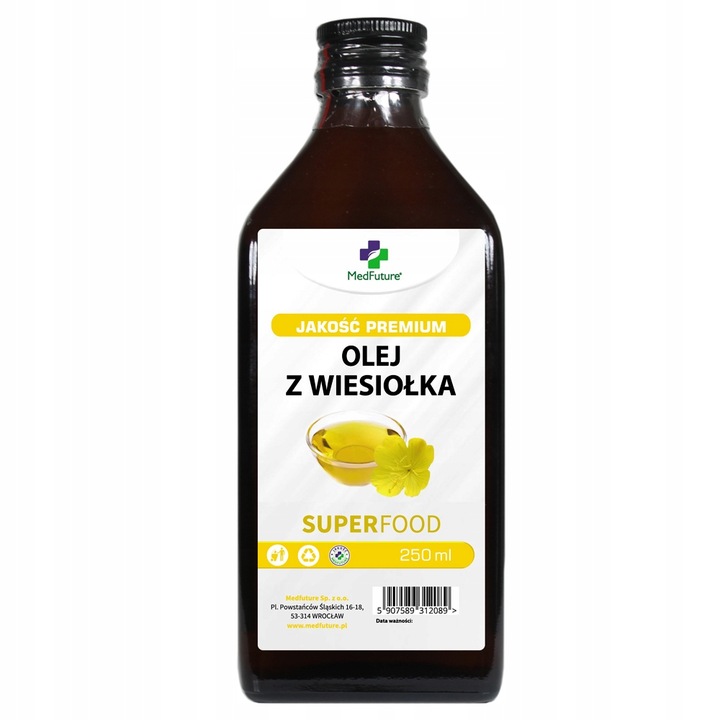 Olej z wiesiołka tłoczony na zimno Ekologiczny nierafinowany 250 ml