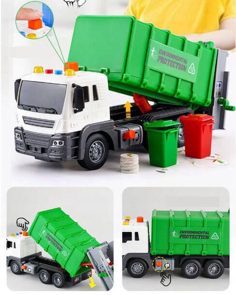 ŚMIECIARKA ciężarówka DUŻA mocna ŚWIATŁO DŹWIĘK napęd kosze na śmieci