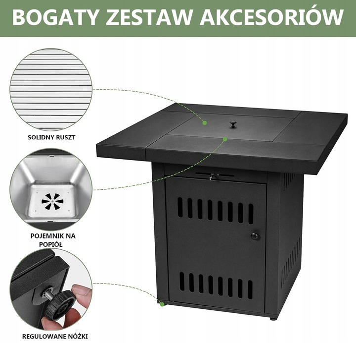 Grill Palenisko Węglowe Do Ogrodu Stół Ultranatura Ambiente Cube Czarny