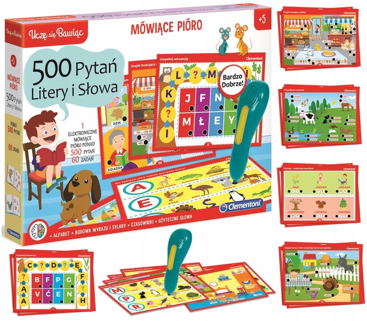 MÓWIĄCE PIÓRO 500 PYTAŃ LITERY I SŁOWA CLEMENTONI