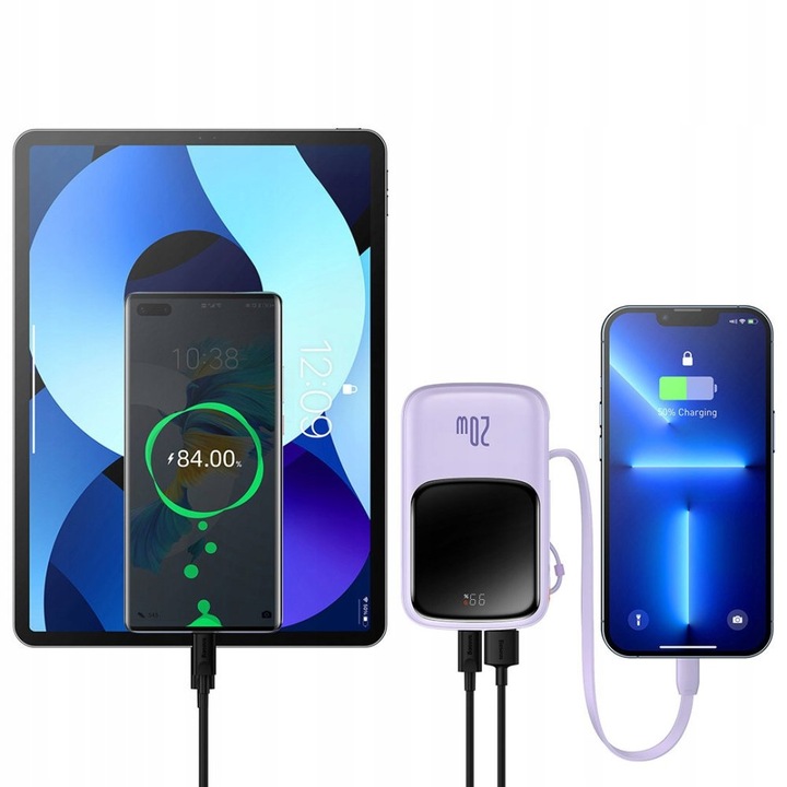 Bateria zewnętrzna Powerbank BASEUS 10000mAh PD 20W z kablem do Lightning