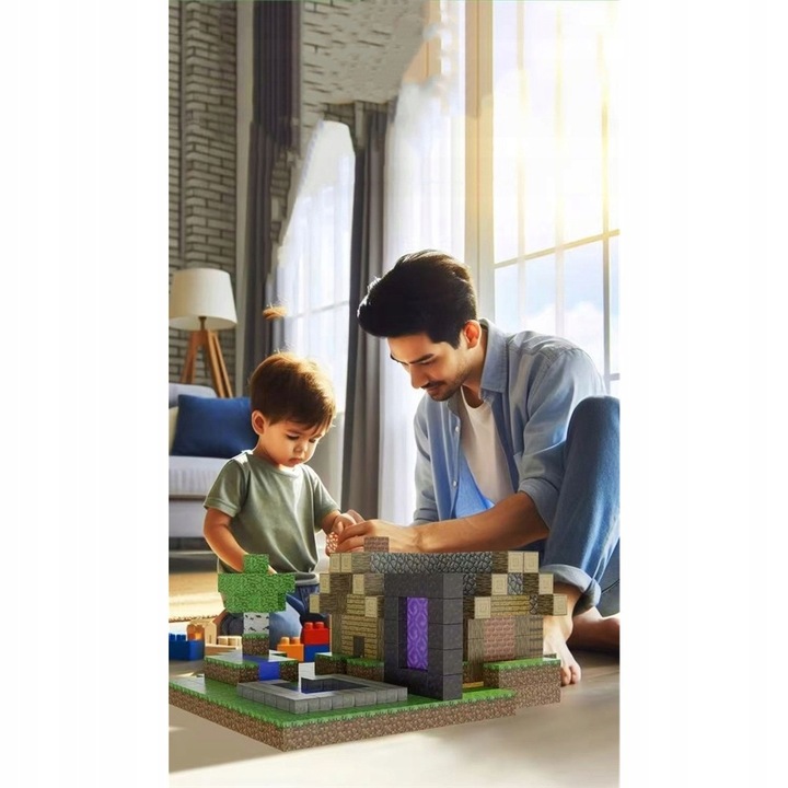 Magnetyczne klocki Minecraft, 200 elementów + 12 mini figurki