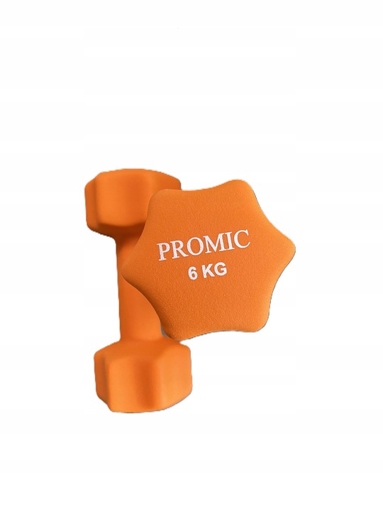 Hantle Zestaw 12KG żeliwo w gumie pomarańczowe 2 X 6kg PROMIC