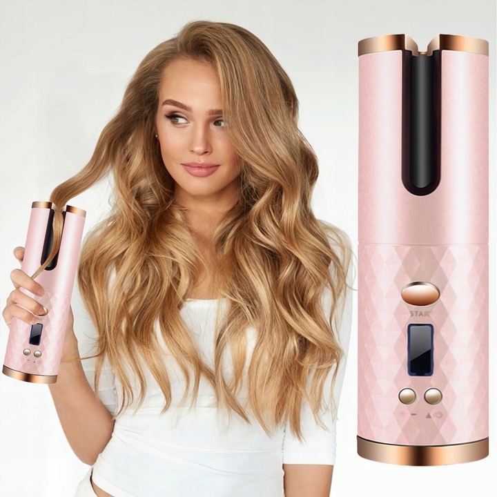 CERAMICZNA Lokówka automatyczna do włosów OBROTOWA fale loki 3000 mAh timer