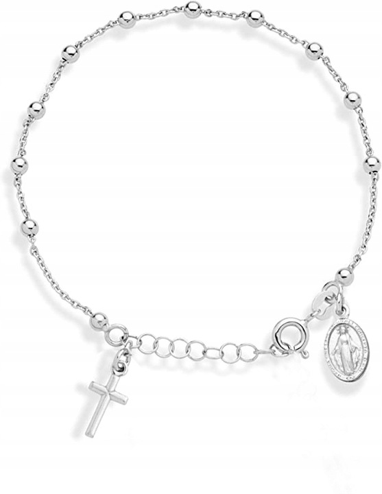 Bransoletka srebrna na rękę srebro 925 różaniec na komunię dla dziewczynki