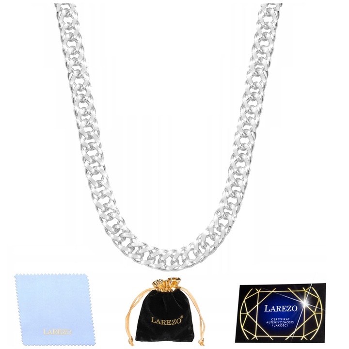 Łańcuszek Podwójna Pancerka Rombo Srebrny Męski 50cm Pełny 2mm SREBRO 925