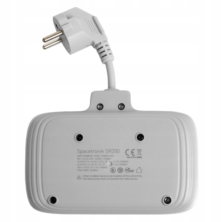 Listwa Zasilająca Przedłużacz Krótki Złodziejka z Ładowarką 4x USB PD 2500W