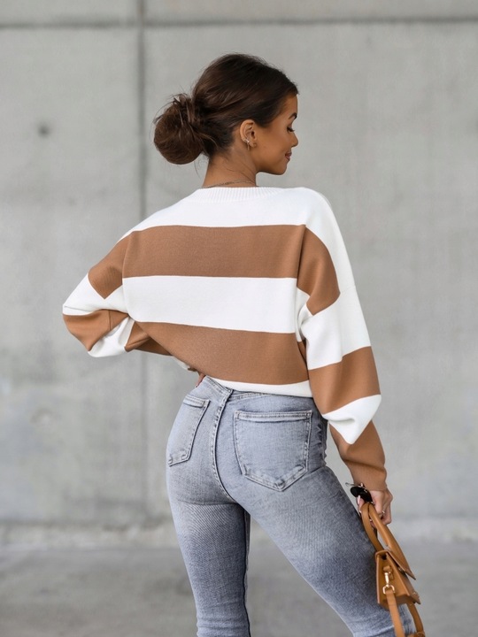 COCOMORE Sweter Pasy Szary + Różowy NEW