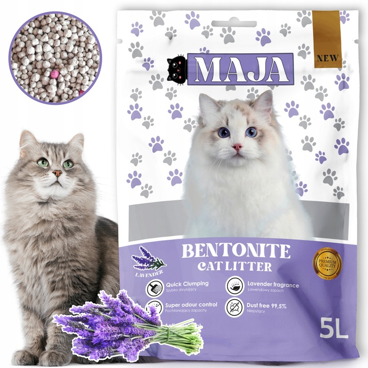 3x Żwirek bentonitowy MAJA PREMIUM Lawendowy ZESTAW 15L