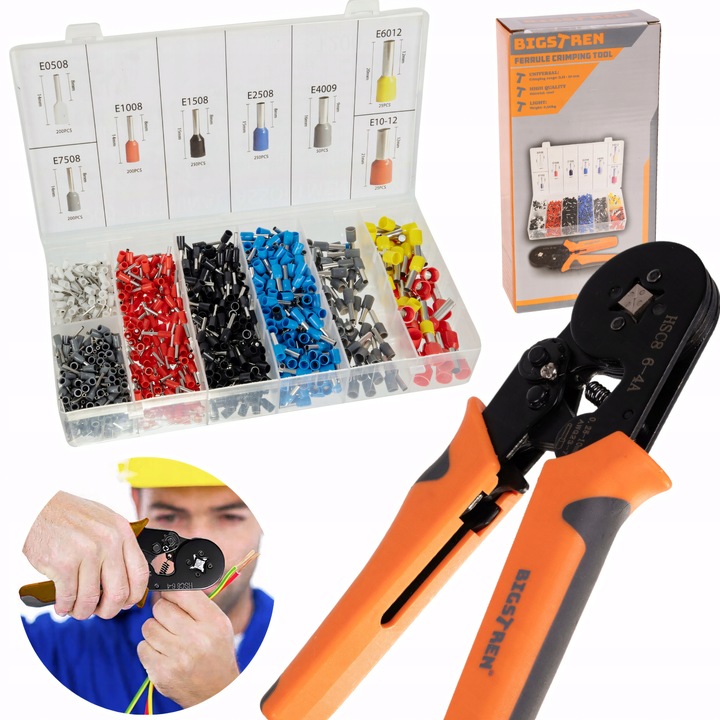 ZACISKARKA PRASKA DO TULEJEK KOŃCÓWEK 0,25-10MM ZESTAW DO TULEJEK 1200 SZT