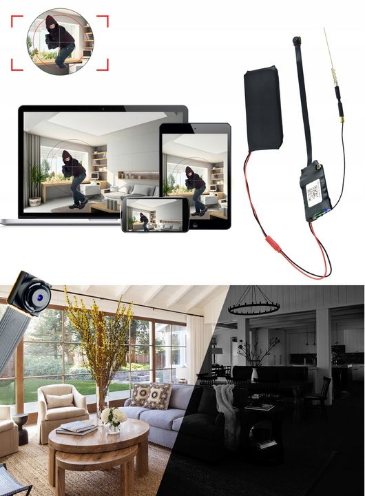UKRYTA MINI KAMERA IP WiFi FULL HD ANDROID IOS DET