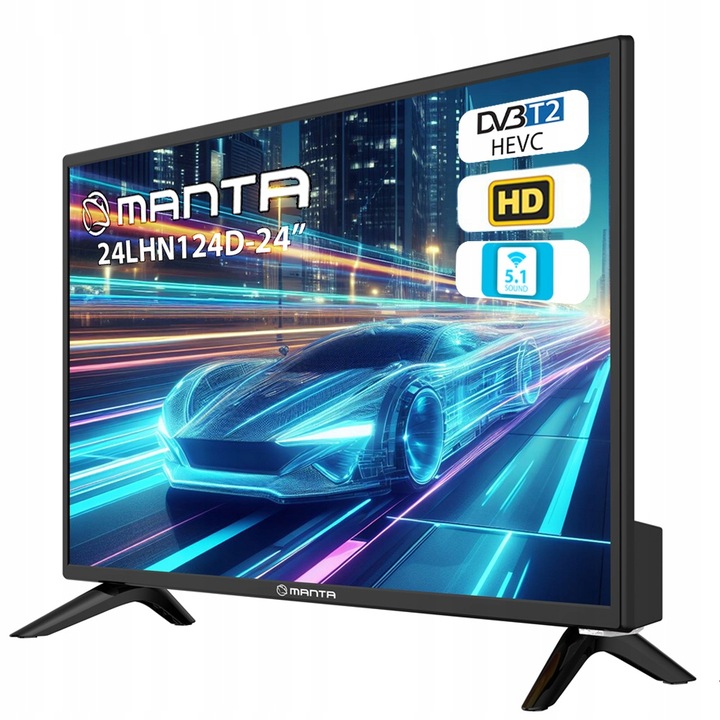 Telewizor 24 cale TV przenośny HD LED tuner dekoder DVBT2 USB 12V