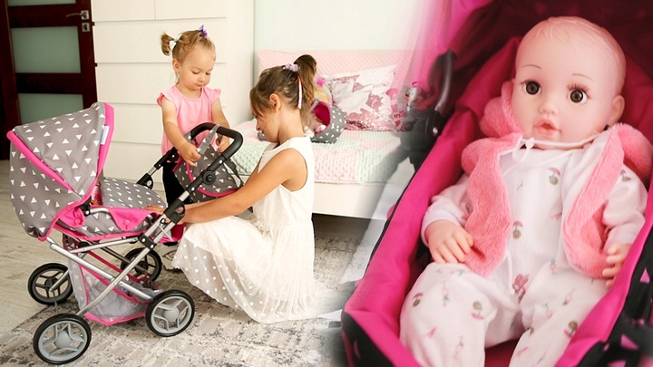 WÓZEK DLA LALEK GŁĘBOKI SPACERÓWKA GONDOLA 3w1 KINDERPLAY TORBA POŚCIEL