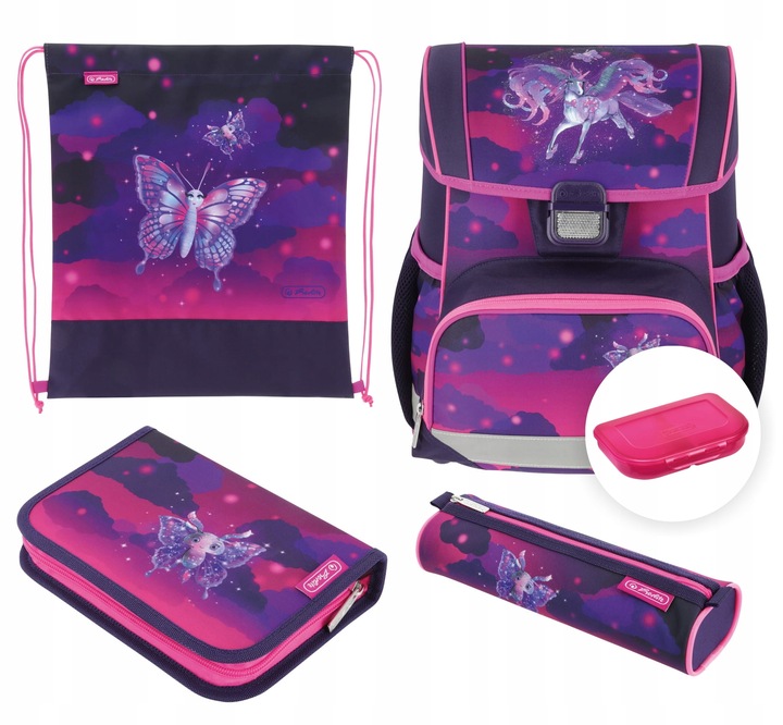 Tornister z wyposażeniem HERLITZ LOOP PLUS MAGIC UNICORN + GRATIS