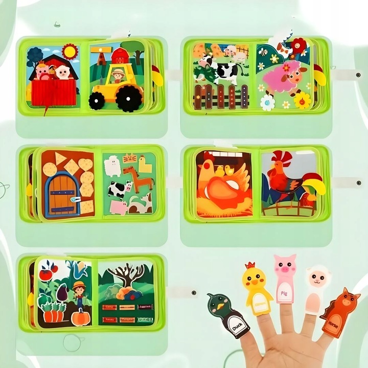 Książeczka Manipulacyjna Sensoryczna Montessori Tablica Zabawka Edukacyjna