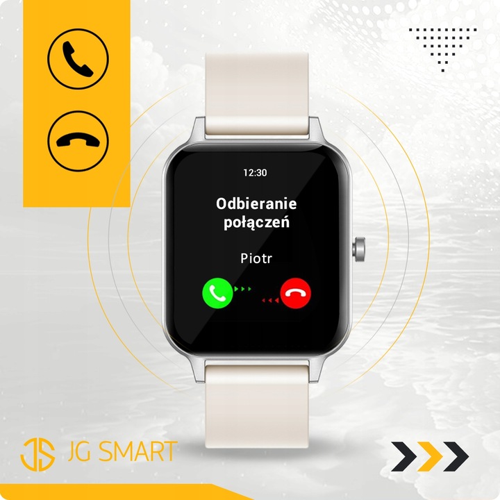 SMARTWATCH ZEGAREK DAMSKI ROZMOWY MENU PL PULS SMART WATCH SREBRNY 2 PASKI