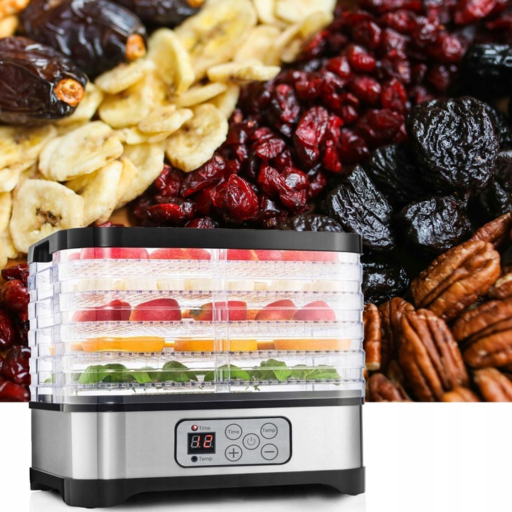 MOCNA SUSZARKA LCD DO GRZYBÓW OWOCÓW WARZYW EKO 5 SIT 240W REGULACJA ZESTAW
