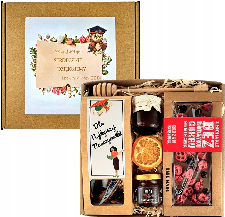 Kosz prezentowy na zakończenie roku personalizowany zestaw dla nauczyciela