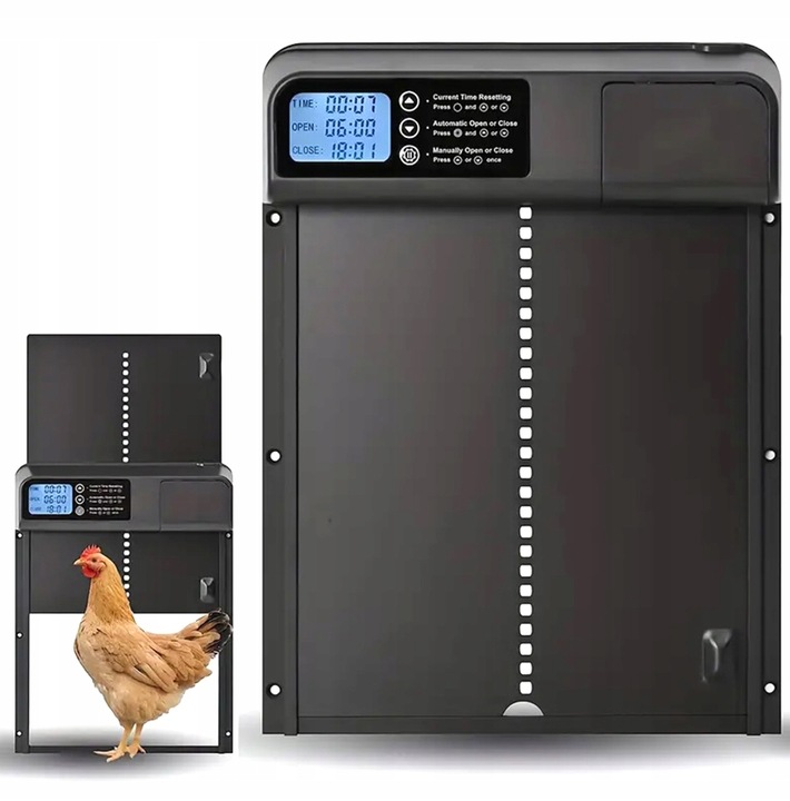 AUTOMATYCZNE DRZWI DO KURNIKA OTWIERANIE Z TIMEREM PROGRAMATOR CZUJNIK