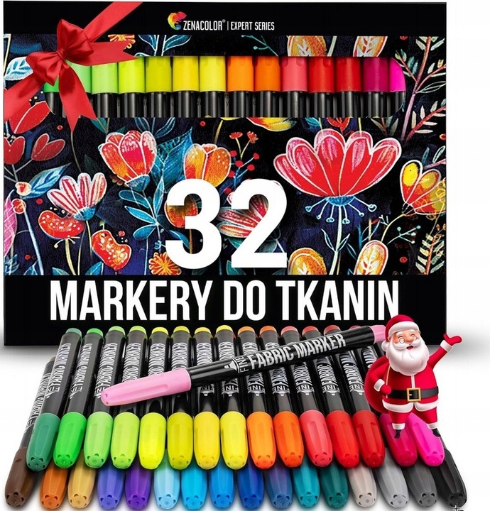 ZENACOLOR 32x Markery do tekstyliów Pisaki do Ubrań Tkanin Trwałe Flamastry