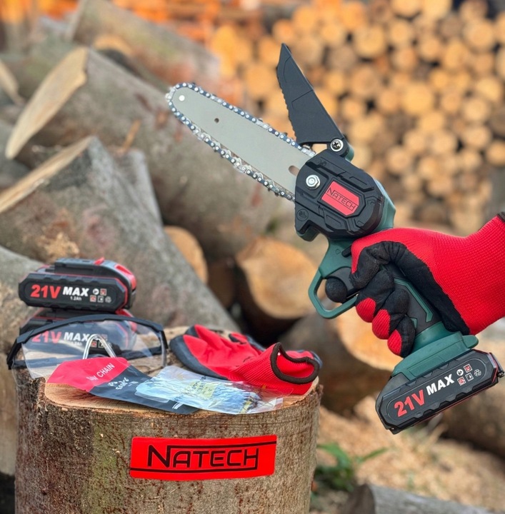 PIŁA AKUMULATOROWA ELEKTRYCZNA RĘCZNA MINI 6'' 2x AKUMULATOR + 2x ŁAŃCUCH