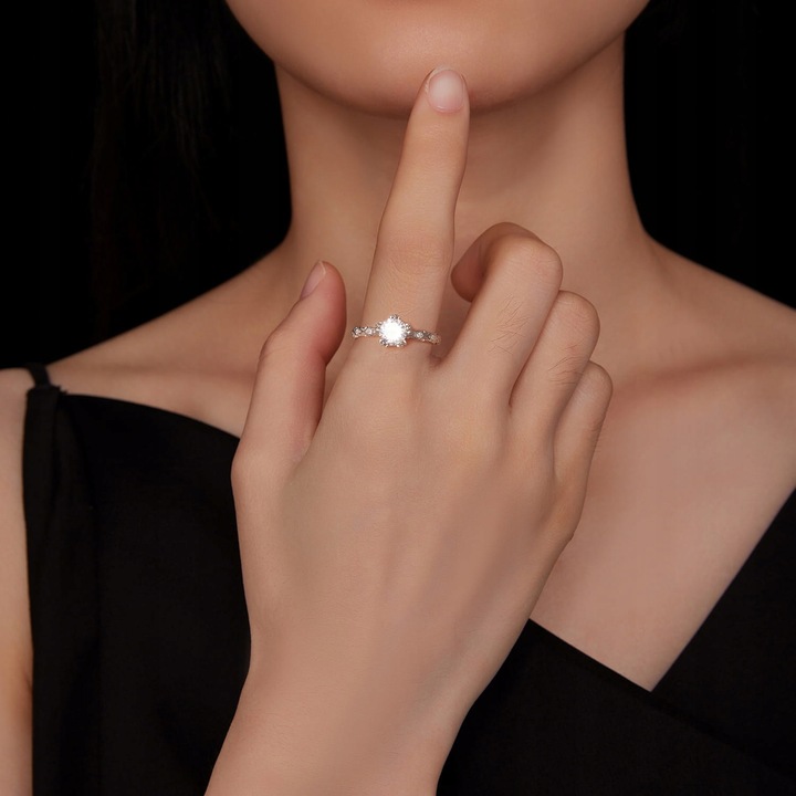 PM1214 Srebrny pierścionek R14 Moissanit 1,0 ct srebro 925