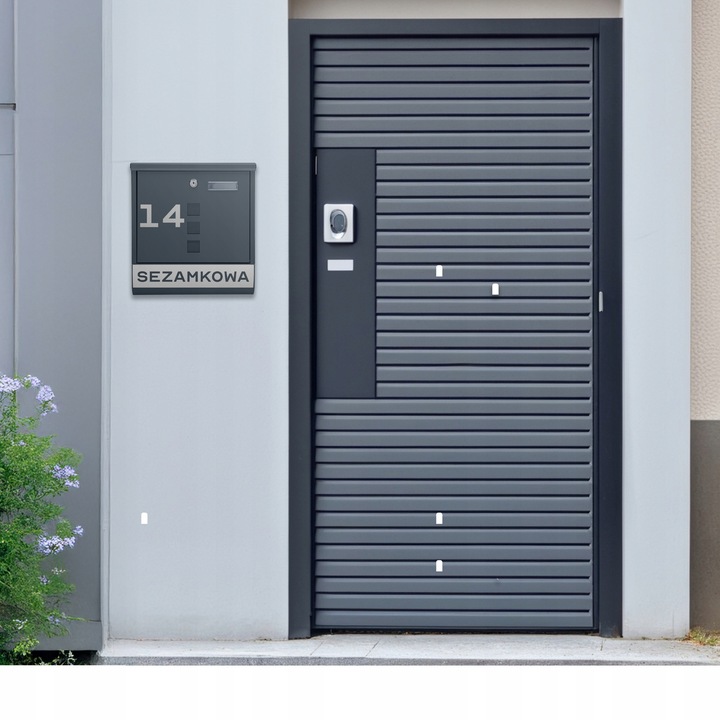 SKRZYNKA POCZTOWA NA LISTY POCZTĘ TUBA NA GAZETY ANTRACYT + NAPIS ADRES