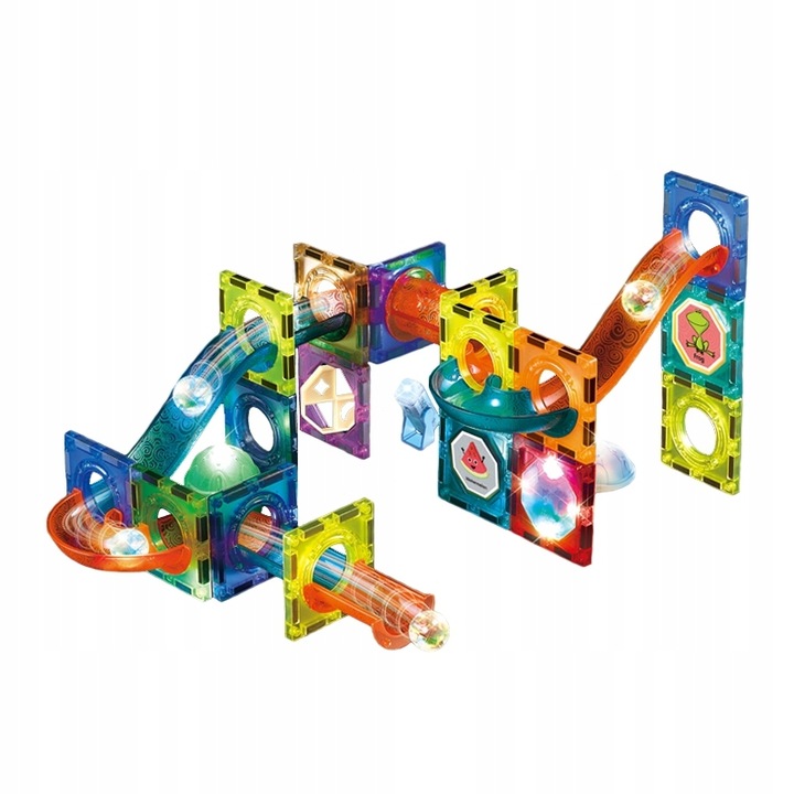 Klocki magnetyczne marble tor kulkowy świecący 75 elementów