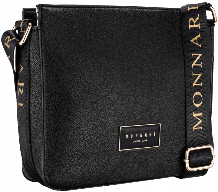 Torebka Damska CZARNA LISTONOSZKA MONNARI Klasyczna Regulowany Pasek