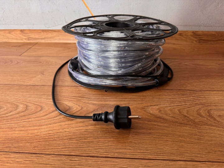 Wąż Świetlny LED Flash Czerwony + Biały Zimny 50m IP44 Okrągły Zewnętrzny