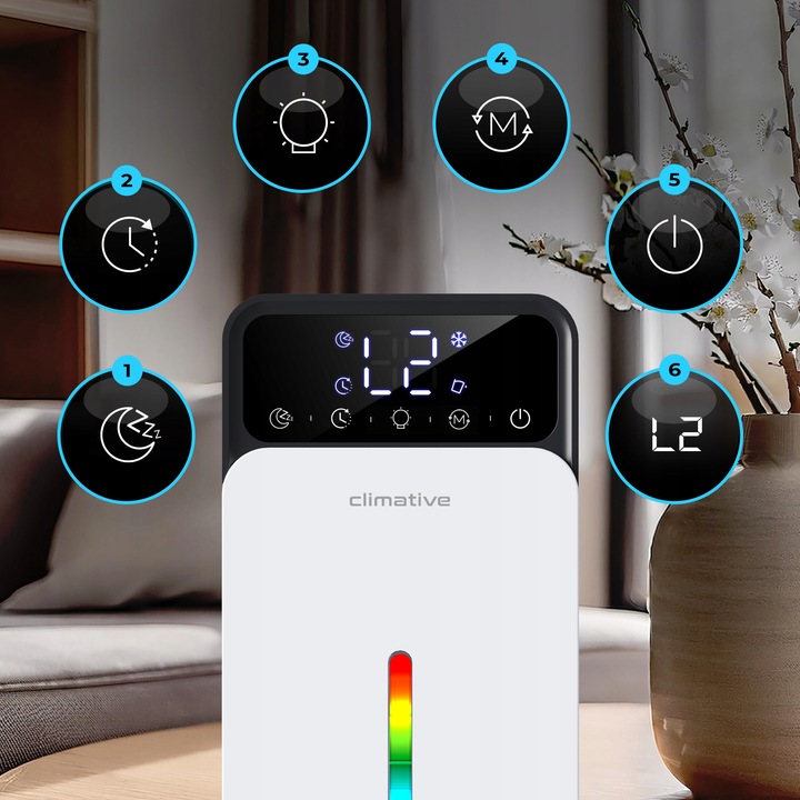 Cichy osuszacz LUXE 1200ml UV + LED wydajny pochłaniacz wilgoci do domu