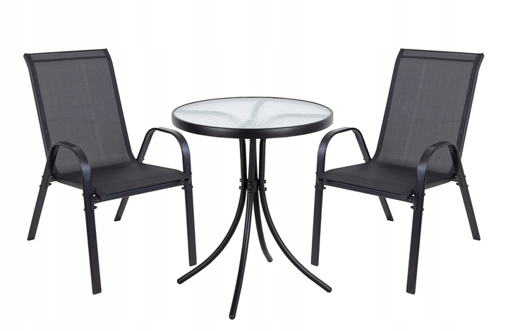 KOMPLET MEBLI BALKON OGRÓD TARAS STÓŁ + 2x KRZESŁA TERNI 60 MI CZARNY