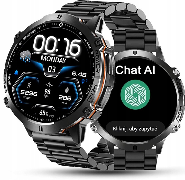 SMARTWATCH męski Rubicon ALWAYS DISPLAY KOMPAS BAROMETR AI