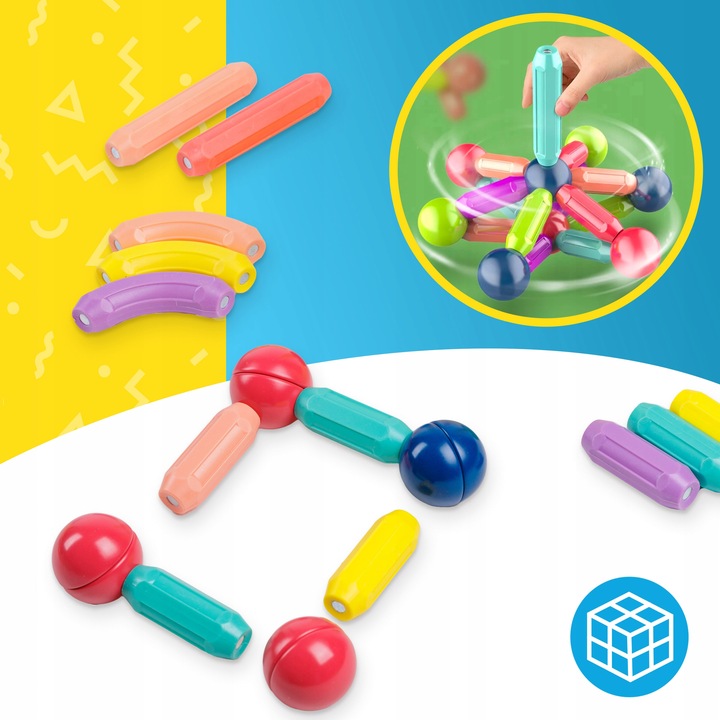 DUŻE KLOCKI MAGNETYCZNE KONSTRUKCYJNE EDUKACYJNE STICKS PATYCZKI XXL 98 ele