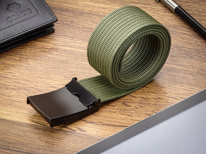 Pasek dla mężczyzny Parciany KHAKI produkt na prezent Gracio klamra 145cm