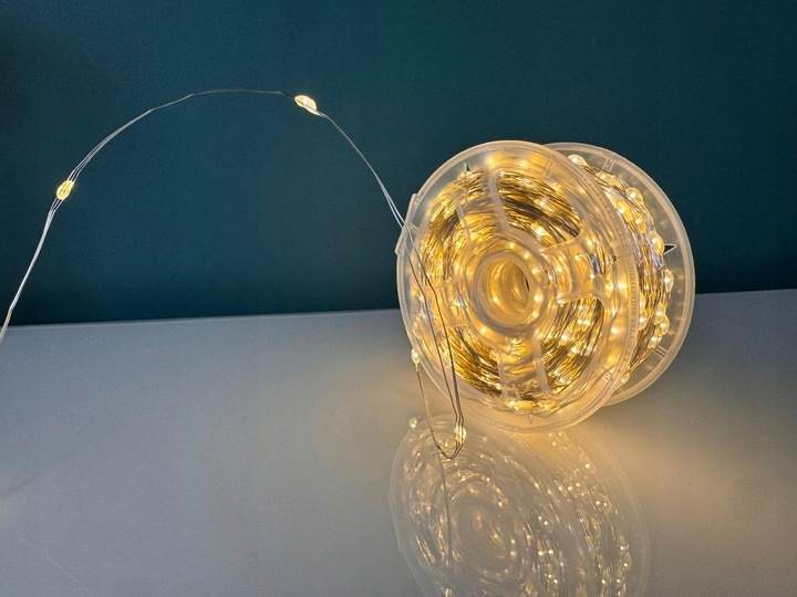 Lampki Choinkowe 1000 LED Mikro Drucik 100m Ciepły Biały IP65 Pilot