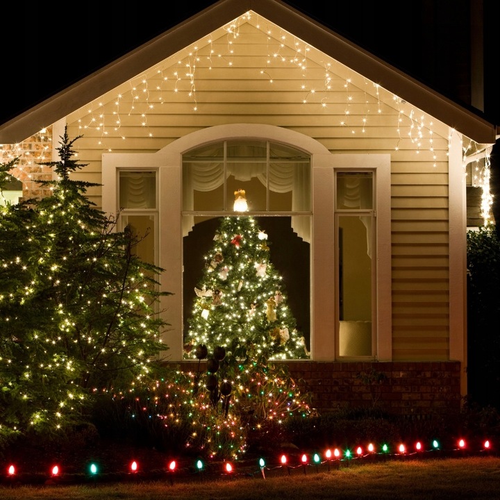 Ciepłe białe lampki choinkowe światełka zewnętrzne 1000LED 50m IP44 FLESH