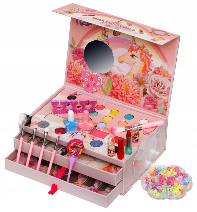 ZESTAW KOSMETYKÓW DO MAKIJAŻU MAKE UP KUFEREK NA KOSMETYKI CIENIE LAKIERY