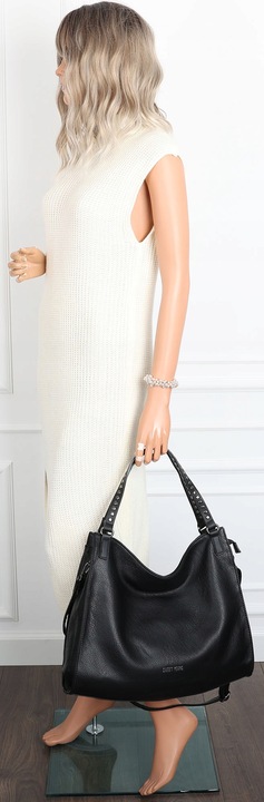 Torebka Damska Shopper worek modna duża lekka torba A4 na Ramię 6867 Czarna