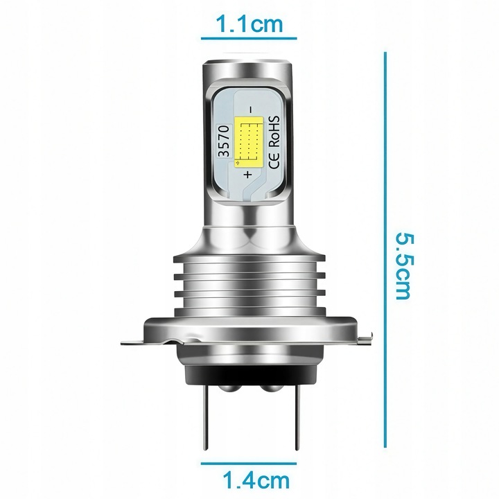 2x ŻARÓWKI LED H7 BARDZO MOCNE 8000LM 6500K 1:1 CANBUS 50000H 80W DC 12-24V