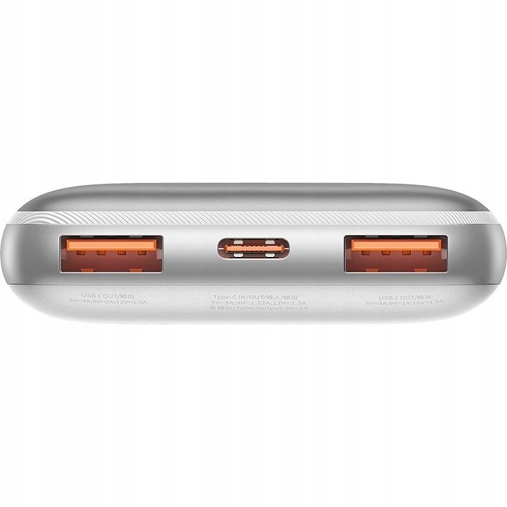BASEUS PODRÓŻNY POWER BANK 10000 MAH 2X USB USB-C 20W QC 3.0 Z KABLEM USB