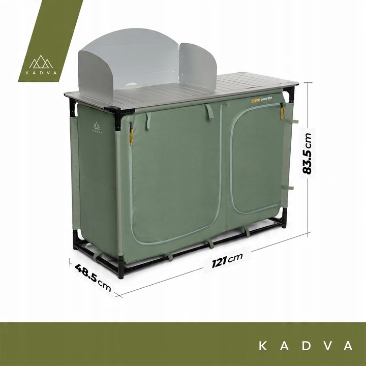 Szafka turystyczna kuchenna KADVA CAMPcook 221 zielony OS Aluminiowy Blat