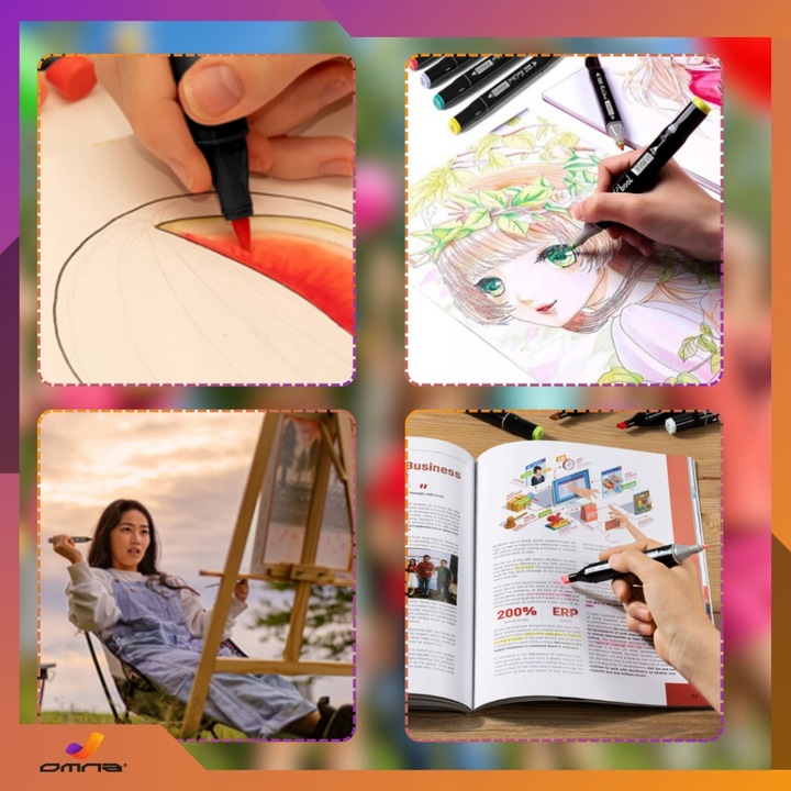 Markery alkoholowe flamastry mazaki pisaki dwustronne touch podstawka 168